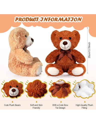 Osos de Peluche Suaves HyDren 9 Pcs 35.5 cm Regalo