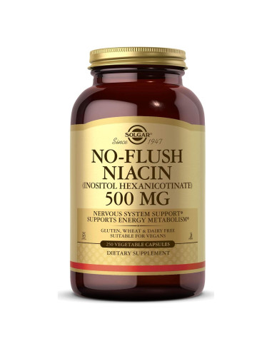 Solgar Niacina No-Flush 500 mg 250 Cápsulas Veganas - Metabolismo Energético