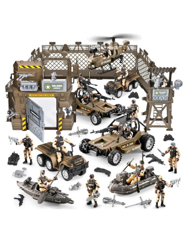 Juego de Soldados del Ejército 86 en 1 JASSKKBO con Base Militar