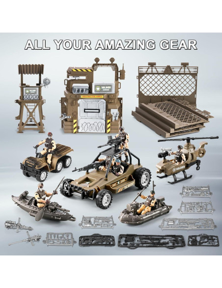 Juego de Soldados del Ejército 86 en 1 JASSKKBO con Base Militar