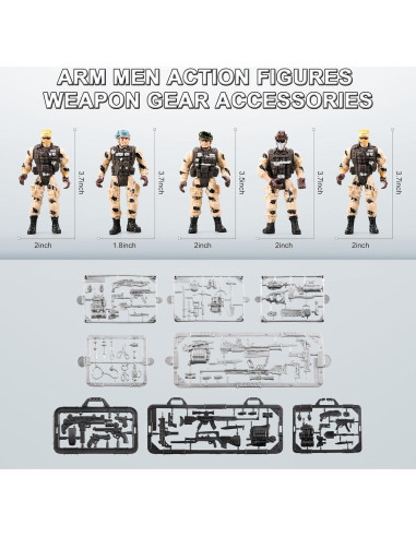 Juego de Soldados del Ejército 86 en 1 JASSKKBO con Base Militar