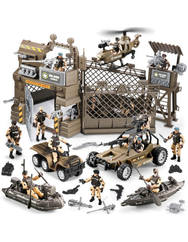 Juego de Soldados del Ejército 86 en 1 JASSKKBO con Base Militar