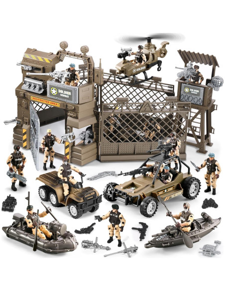 Juego de Soldados del Ejército 86 en 1 JASSKKBO con Base Militar