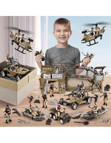 Juego de Soldados del Ejército 86 en 1 JASSKKBO con Base Militar