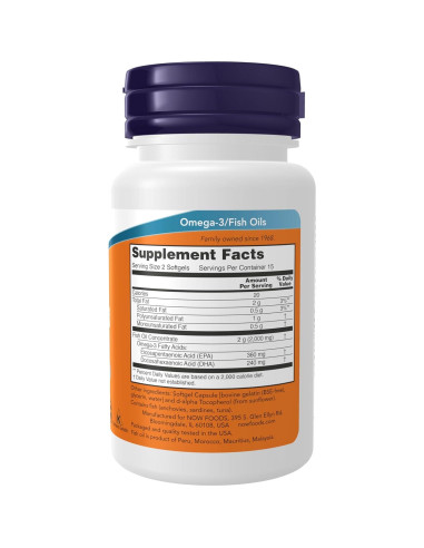 NOW Foods Omega-3 1000 mg 180 EPA 120 DHA 32 Gelatinas Blandas