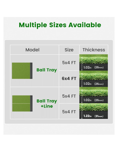 Alfombra de Golf Golfpar 6x4 pies con Bandeja para Pelotas