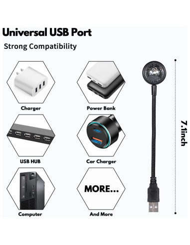 Luces de Techo LED USB LuxLumin, Proyector de Estrellas 4 Colores
