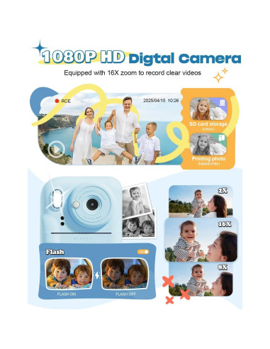 Cámara Instantánea Seckton para Niños 48MP Azul