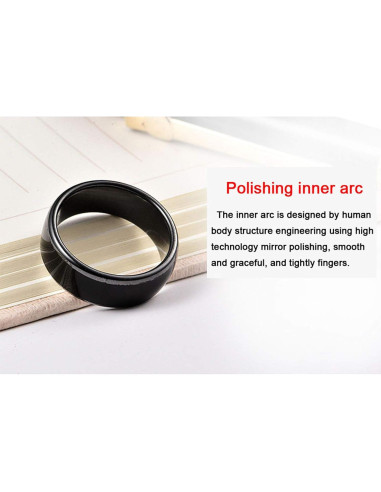 Anillo inteligente RFID T5577 Hecere 17mm Cerámica Negra