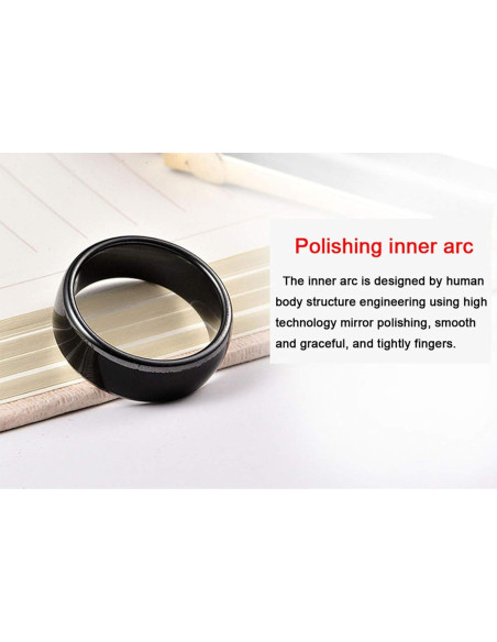 Anillo inteligente RFID T5577 Hecere 17mm Cerámica Negra
