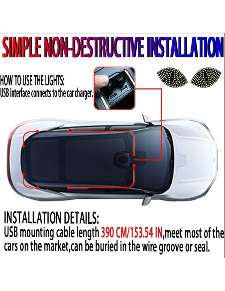 Luces Ojos Diablo LED GKKBUFF Azul Hielo 12 Modos para Autos