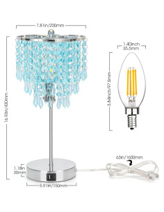 Lámpara de Mesa LED Pueblo Costero Verde Claro con USB 2