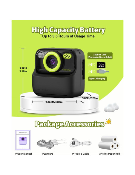 Cámara Instantánea para Niños Mgaolo P79, Video HD 1080p