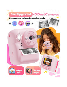 Cámara Instantánea Doble HD 1080P Ziegoal para Niños Rosa 2