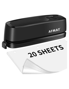 Perforadora Eléctrica AFMAT 3 Agujeros 20 Hojas Negra