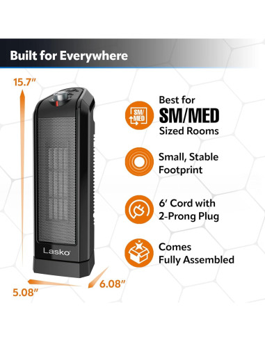 Calentador de espacio cerámico Lasko CT16450 1500W oscilante