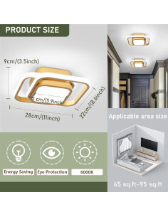 Luz de Techo LED Cuadrada CANEOE Dorada 36W 6000K 2