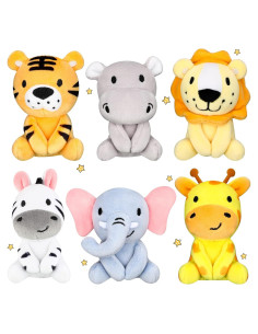 Conjunto 6 Mini Animales de Peluche Aoriher 10 cm Safari
