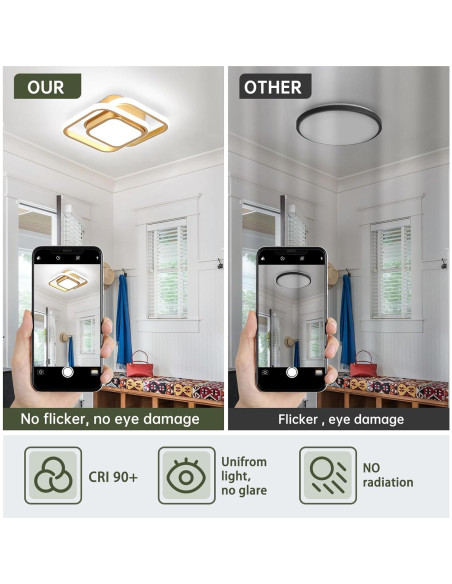 Luz de Techo LED Cuadrada CANEOE Dorada 36W 6000K