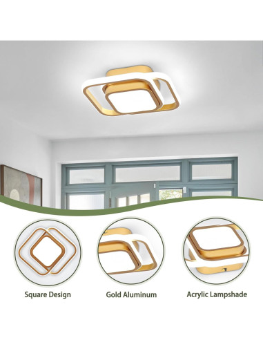 Luz de Techo LED Cuadrada CANEOE Dorada 36W 6000K