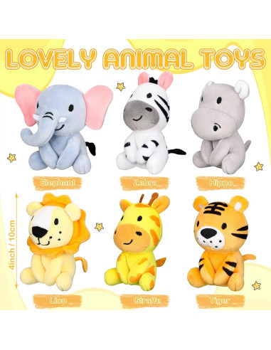 Conjunto 6 Mini Animales de Peluche Aoriher 10 cm Safari