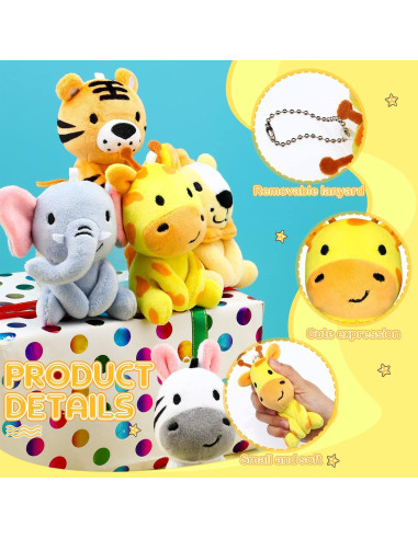 Conjunto 6 Mini Animales de Peluche Aoriher 10 cm Safari