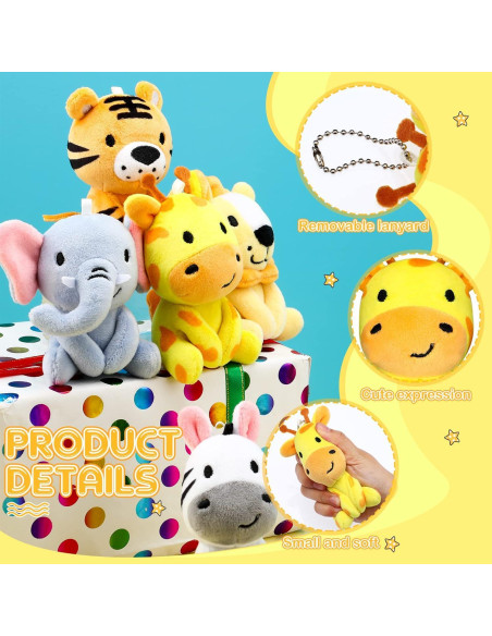 Conjunto 6 Mini Animales de Peluche Aoriher 10 cm Safari