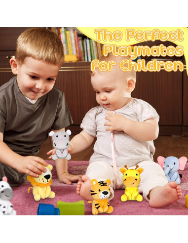 Conjunto 6 Mini Animales de Peluche Aoriher 10 cm Safari