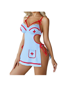 Lencería Babydoll Enfermera Avidlove Azul Claro con G-String