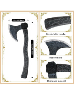 2 Hachas Vikingas de Plástico para Disfraz Halloween Unisex 2