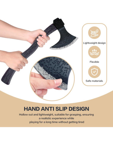 2 Hachas Vikingas de Plástico para Disfraz Halloween Unisex