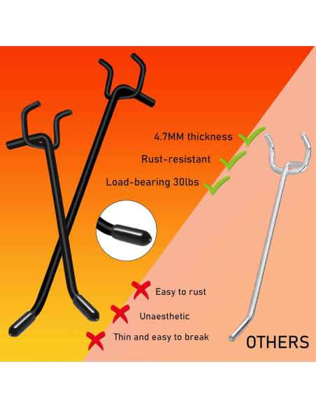 Ganchos de Tablero de Clavos Dualshine 60 Pcs 5-15 cm Negro