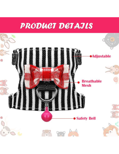 Arnés y Correa para Mascotas Pequeñas SATINIOR S Negro/Rosa