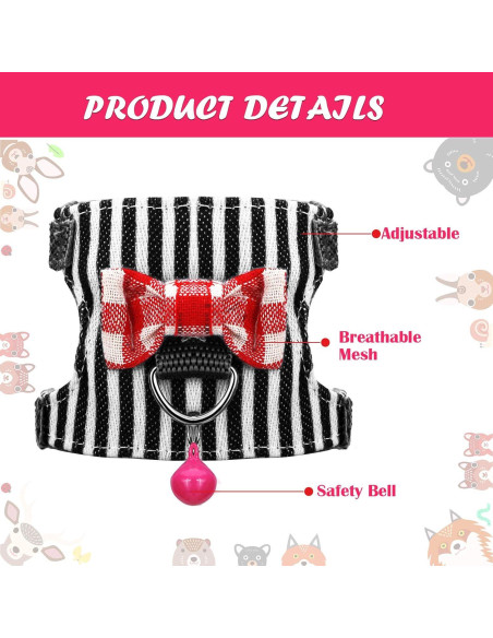 Arnés y Correa para Mascotas Pequeñas SATINIOR S Negro/Rosa