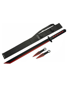 Conjunto de espada y cuchillo ninja SZCO con funda y mango de goma