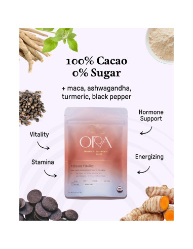 Cacao Ceremonial Orgánico Ora - Kit 12x28.3g con Adaptógenos