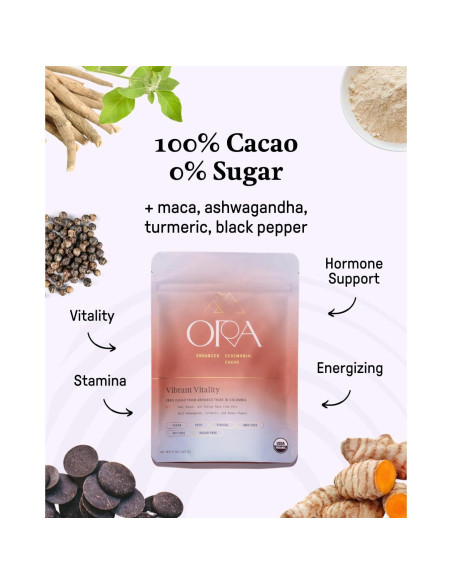 Cacao Ceremonial Orgánico Ora - Kit 12x28.3g con Adaptógenos