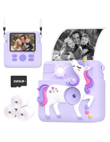 Cámara Instantánea para Niños Ziegoal 1080P Púrpura