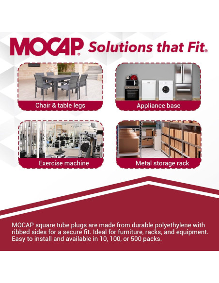 Insertos de Tapones para Tubos Cuadrados MOCAP 50mm Negro LDPE
