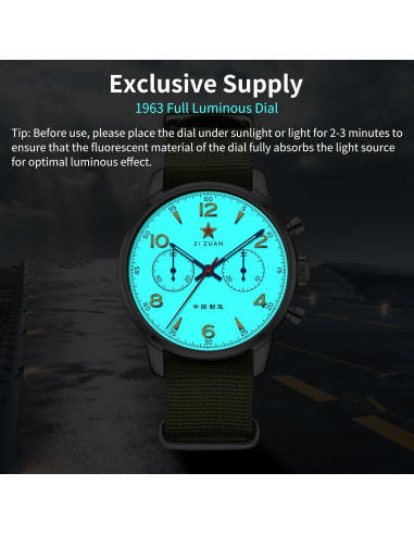 Reloj mecánico cronógrafo TOPHILL 1963 40mm piloto hombre