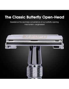 Razor de Seguridad Mariposa Keropy Acero Inoxidable 10 Cuchillas 2