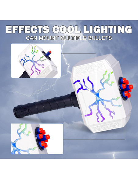 Martillo de Thor Juguete Disparador de Dardos con Luz LED