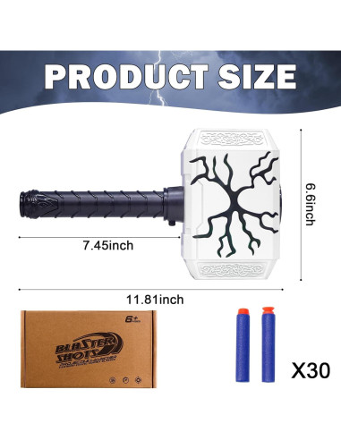 Martillo de Thor Juguete Disparador de Dardos con Luz LED