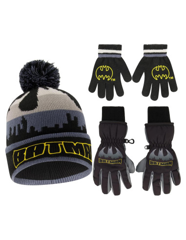 Set de Gorro y Guantes de Invierno Batman DC Comics 3 Piezas