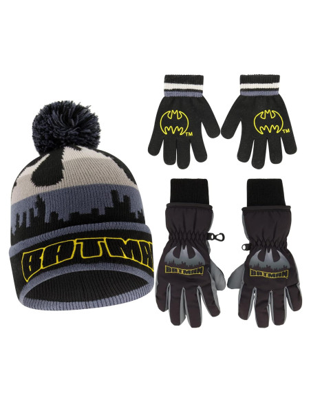 Set de Gorro y Guantes de Invierno Batman DC Comics 3 Piezas