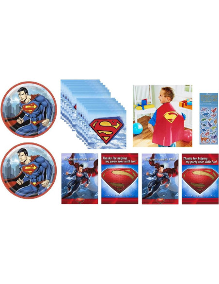 Suministros Fiesta Cumpleaños Superman 16 Platos Servilletas