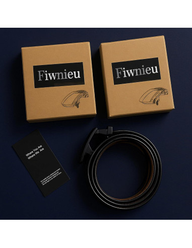 Cinturón Ratchet para Hombre Fiwnieu Cuero Genuino Azul 96.5-111.8cm