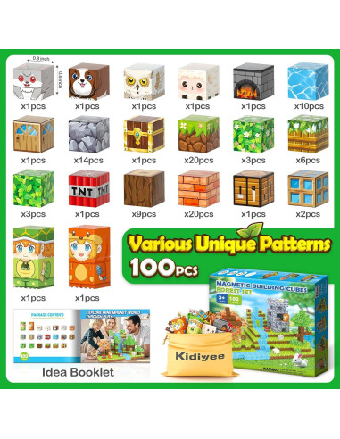 Set de Bloques Magnéticos Kidiyee 100PCS Bosque - Juguetes STEM