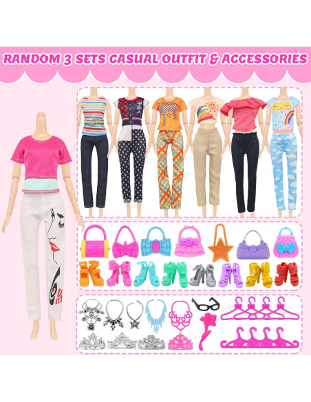 75 Piezas Ropa de Muñeca ZITA ELEMENT con Accesorios