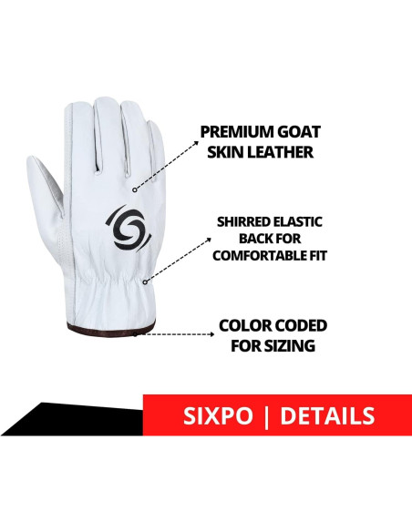 Guantes de Trabajo de Cuero SIXPO 12 Pares Unisex X-Grande